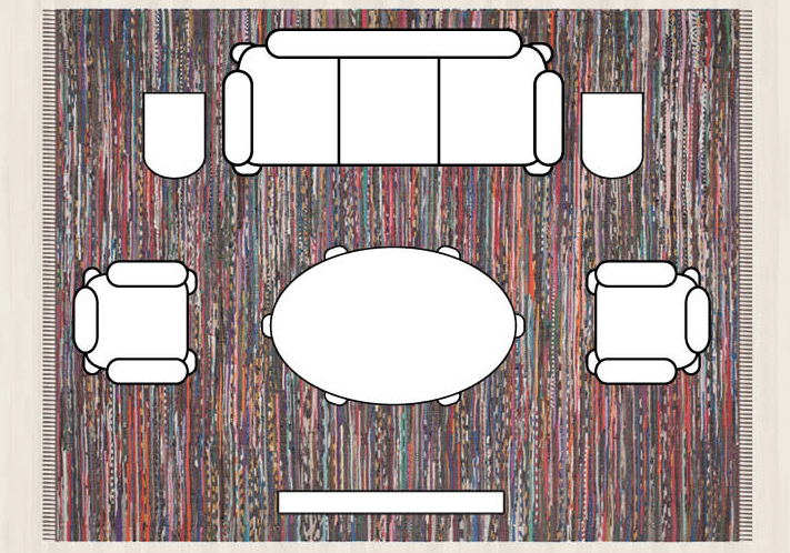 Расположение мебели на ковре