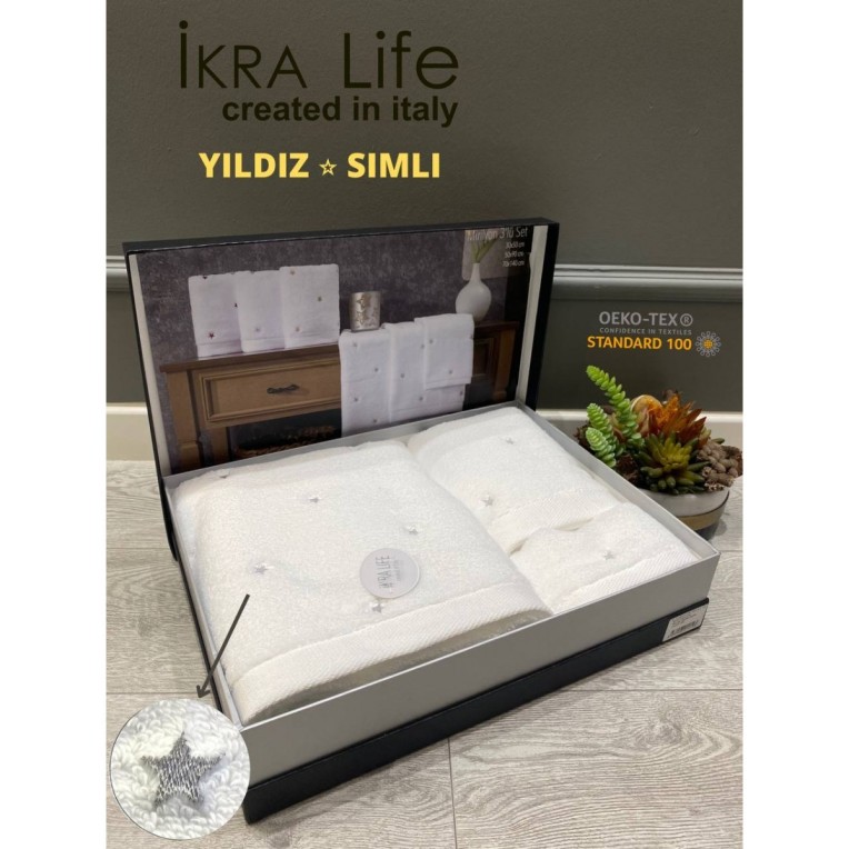Набор полотенец Ikra Life  MIRILYON Set 3 шт, BEYAZ(30х50, 50х90, 70х140)