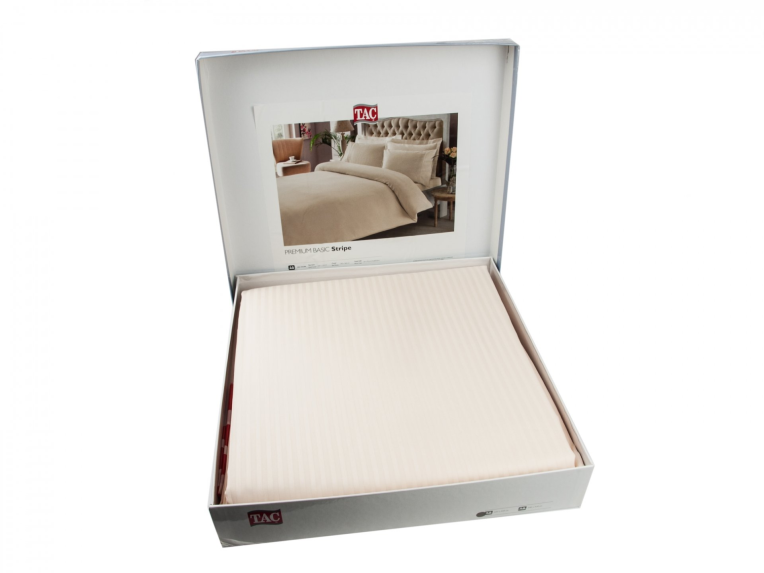 Постельное белье Premium Basic Stripe Saten Krem по лучшей цене в Казахстане